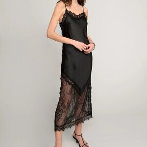 NWT! Pixie Market Satin Lace Panel Slip Dress Size S